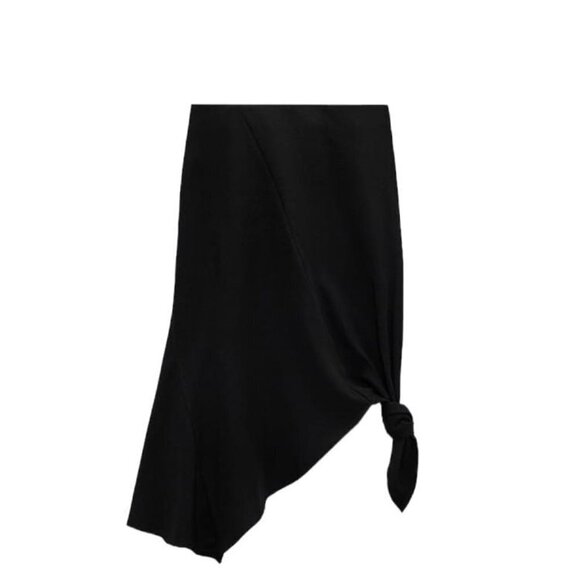 ZARA ASYMMETRIC LINEN BLEND SKIRT BLACK SIZE XS| 7385/434/800 - Picture 1 of 4